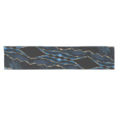 Navy Blue Gold Glitzer Funkelnd Marmortisch Runner Kurzer Tischläufer (Horizontal)