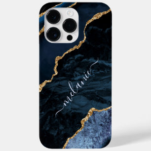 Navy Blue Gold Glitzer Individuelle Name iPhone Ca Case-Mate iPhone 14 Pro Max Hülle