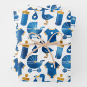 Navy Blue Gold Glitzer Kinderzimmer Muster Geschen Geschenkpapier Set (Beispiel)