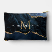 Navy Blue Gold Glitzer: Kundendefinierter Letter I Zubehörtasche (Rückseite)