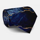 Navy Blue Gold Glitzer Marble Funkelnd Neck Tie Krawatte (Gerollt)