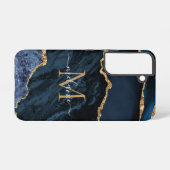 Navy Blue Gold Glitzer Marble Monogram Individuell Samsung Galaxy Hülle (Rückseite (Horizontal))