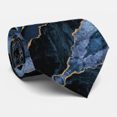 Navy Blue Gold Glitzer Marble Neck Tie Krawatte (Gerollt)