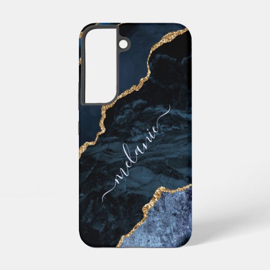 Navy Blue Gold Glitzer Marmor Benutzerdefiniert Ih Samsung Galaxy Hülle (Rückseite)