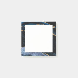 Navy Blue Gold Glitzer Marmor Gerahmt Post it Note Post-it Klebezettel