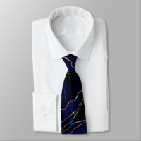 Navy Blue Gold Glitzer Neck Tie