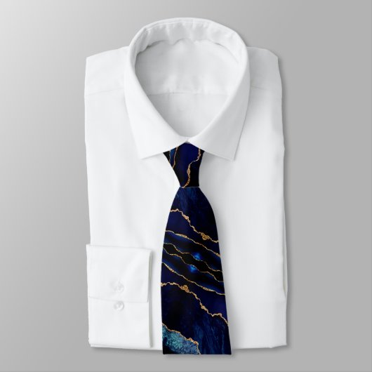Navy Blue Gold Glitzer Neck Tie Krawatte (Gebunden)