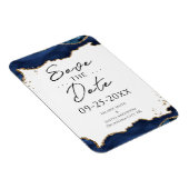 Navy Blue Gold Glitzer Save the Date Hochzeit Magnet (Rechte Seite)