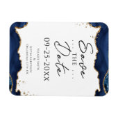 Navy Blue Gold Glitzer Save the Date Hochzeit Magnet (Horizontal)