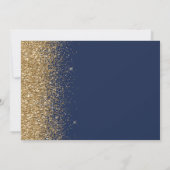 Navy Blue Gold Glitzer Script Save the Date Einladung (Rückseite)