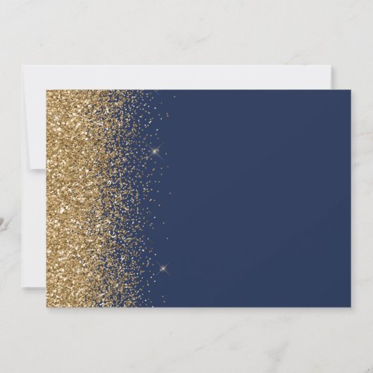Navy Blue Gold Glitzer Script Save the Date Einladung (Rückseite)