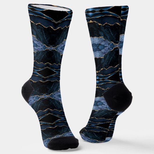 Navy Blue Gold Glitzer Socken (Gewinkelt)