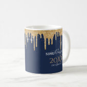 Navy Blue Gold Glitzer Tropfens High School Class Kaffeetasse (VorderseiteRechts)