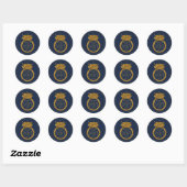 Navy Blue & Gold Glitzer Wedding Ring Stickers (Blatt)