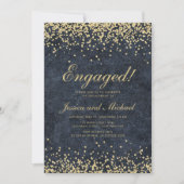 Navy Blue Gold Glitzer Wedding Verlobung Einladung (Vorderseite)