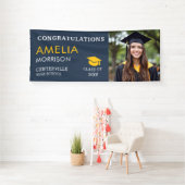 Navy Blue Gold Graduate Foto Abschluss Banner (Insitu)
