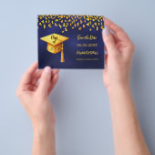 Navy blue gold Graduation Party Save the Date Flyer (Gruppe)