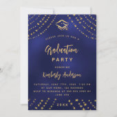 Navy Blue Gold Graduierungsparty Moderner Luxus Einladung (Vorderseite)