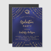Navy Blue Gold Graduierungsparty Moderner Luxus Magneteinladung (Vorne/Hinten)