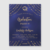 Navy Blue Gold Graduierungsparty Moderner Luxus Magneteinladung (Vorderseite)
