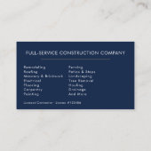 Navy Blue Gold Handyman Construction  Visitenkarte (Rückseite)