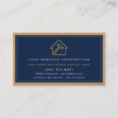 Navy Blue Gold Handyman Wood QR Code Construction Visitenkarte (Vorderseite)