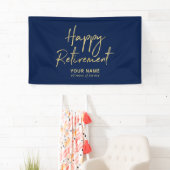 Navy Blue & Gold Happy Retirement Party Banner (Insitu)