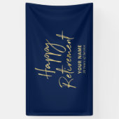 Navy Blue & Gold Happy Retirement Party Banner (Vertikal)