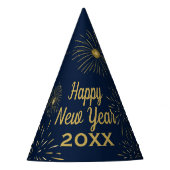 Navy Blue Gold Happy Silvester 2025 Party Hat Partyhütchen (Vorderseite)