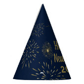 Navy Blue Gold Happy Silvester 2025 Party Hat Partyhütchen (Links)