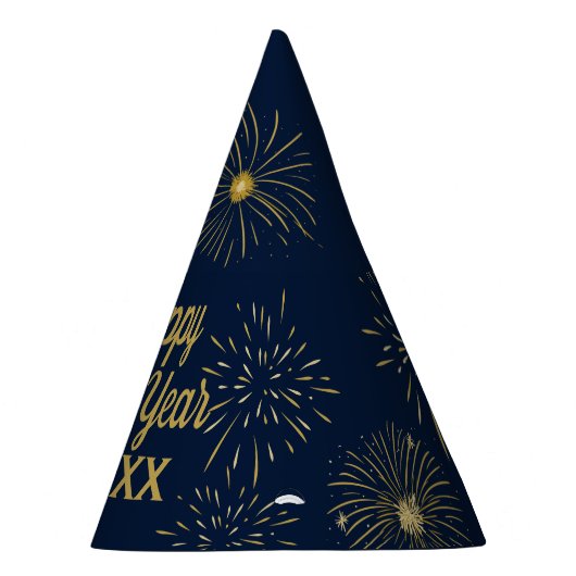 Navy Blue Gold Happy Silvester 2025 Party Hat Partyhütchen (Rechts)