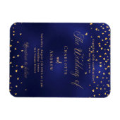 Navy Blue Gold Herzen Luxus Hochzeit Einladung Magnet (Horizontal)
