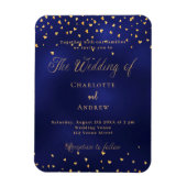Navy Blue Gold Herzen Luxus Hochzeit Einladung Magnet (Vertikal)