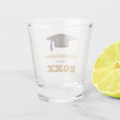 Navy Blue Gold Herzlichen Glückwunsch Uni-Abschlus Schnapsglas (Rückseite)