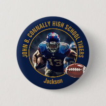 Navy Blue Gold High School Football Player Photo
