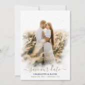 Navy Blue Gold Hochzeit Rette unsere Datumskarte Save The Date (Vorderseite)