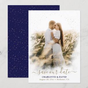 Navy Blue Gold Hochzeit Rette unsere Datumskarte Save The Date
