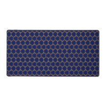 Navy Blue Gold Honeycomb Chic Geometric Gemustert