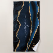 Navy Blue Gold - Ihr Name Letter Beach Handtuch (Vorderseite)