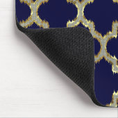 Navy Blue & Gold Ikat Tribal Geometric Muster Mousepad (Ecke)