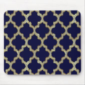 Navy Blue & Gold Ikat Tribal Geometric Muster Mousepad (Vorne)