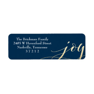 Navy Blue Gold Imitate Foil Joliday Address Label