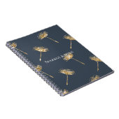 Navy Blue Gold Imitats Glitzer Dandelion Blume Notizblock (Rechte Seite)