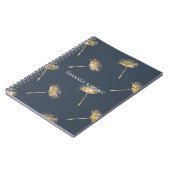 Navy Blue Gold Imitats Glitzer Dandelion Blume Notizblock (Linke Seite)