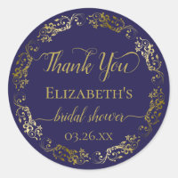 Navy Blue & Gold Lace Chic Brautparty Vielen Dank