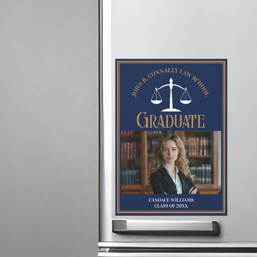 Navy Blue Gold Law School Abschluss Foto Magnet
