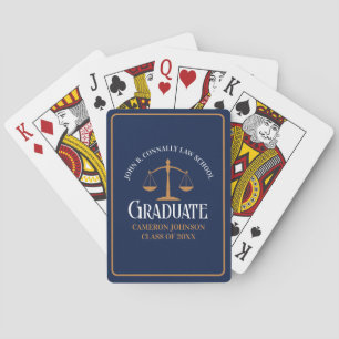 Navy Blue Gold Law School Custom Graduation Party Spielkarten