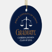 Navy Blue Gold Law School Graduation 2 Sided Keramik Ornament (Rechts)