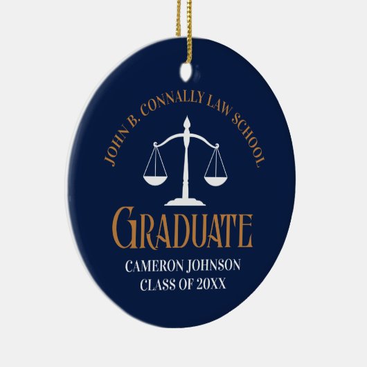 Navy Blue Gold Law School Graduation 2 Sided Keramik Ornament (Rechts)