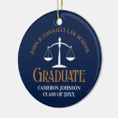 Navy Blue Gold Law School Graduation 2 Sided Keramik Ornament (Links)